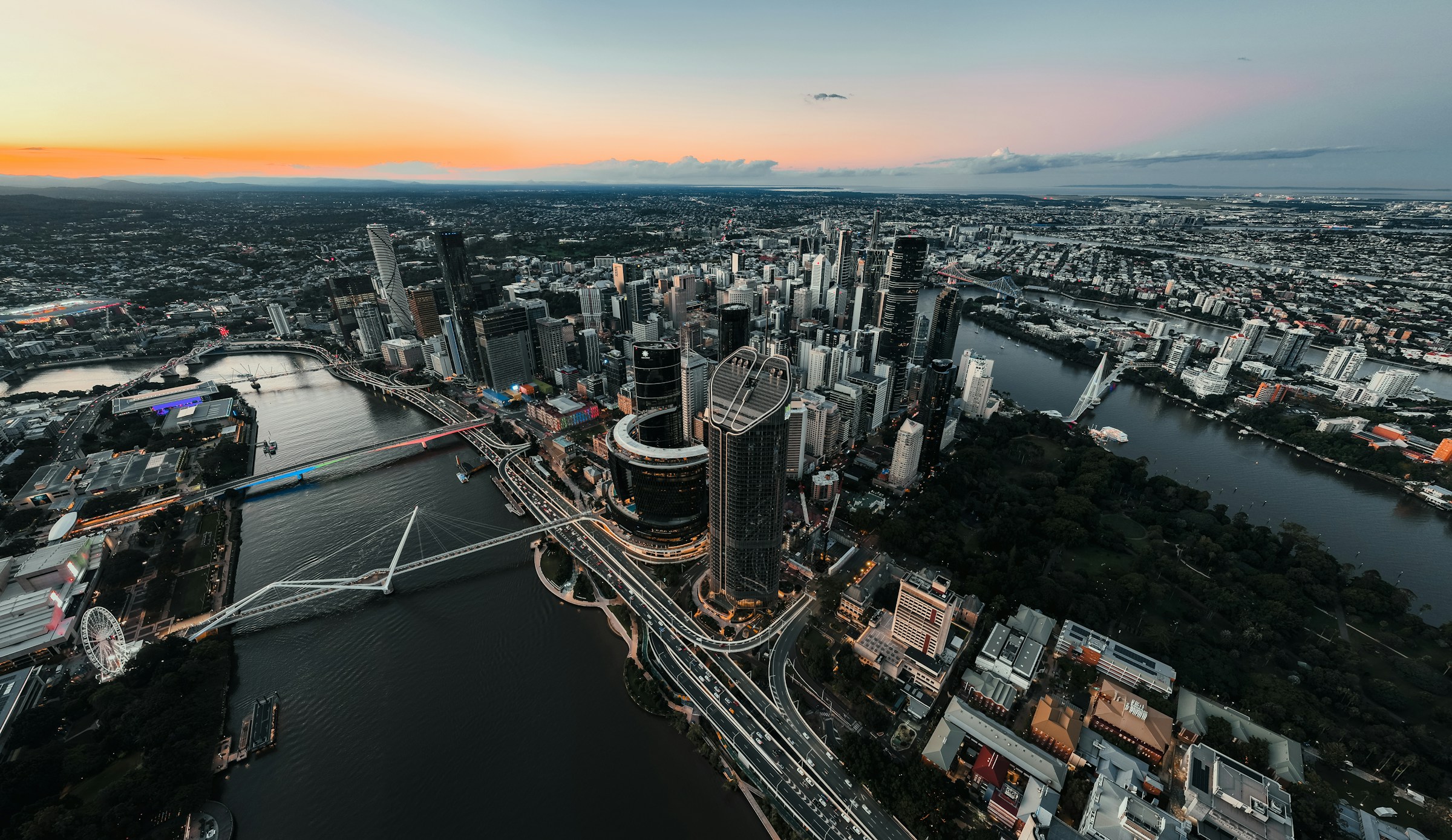 Brisbane city from birds-eye view