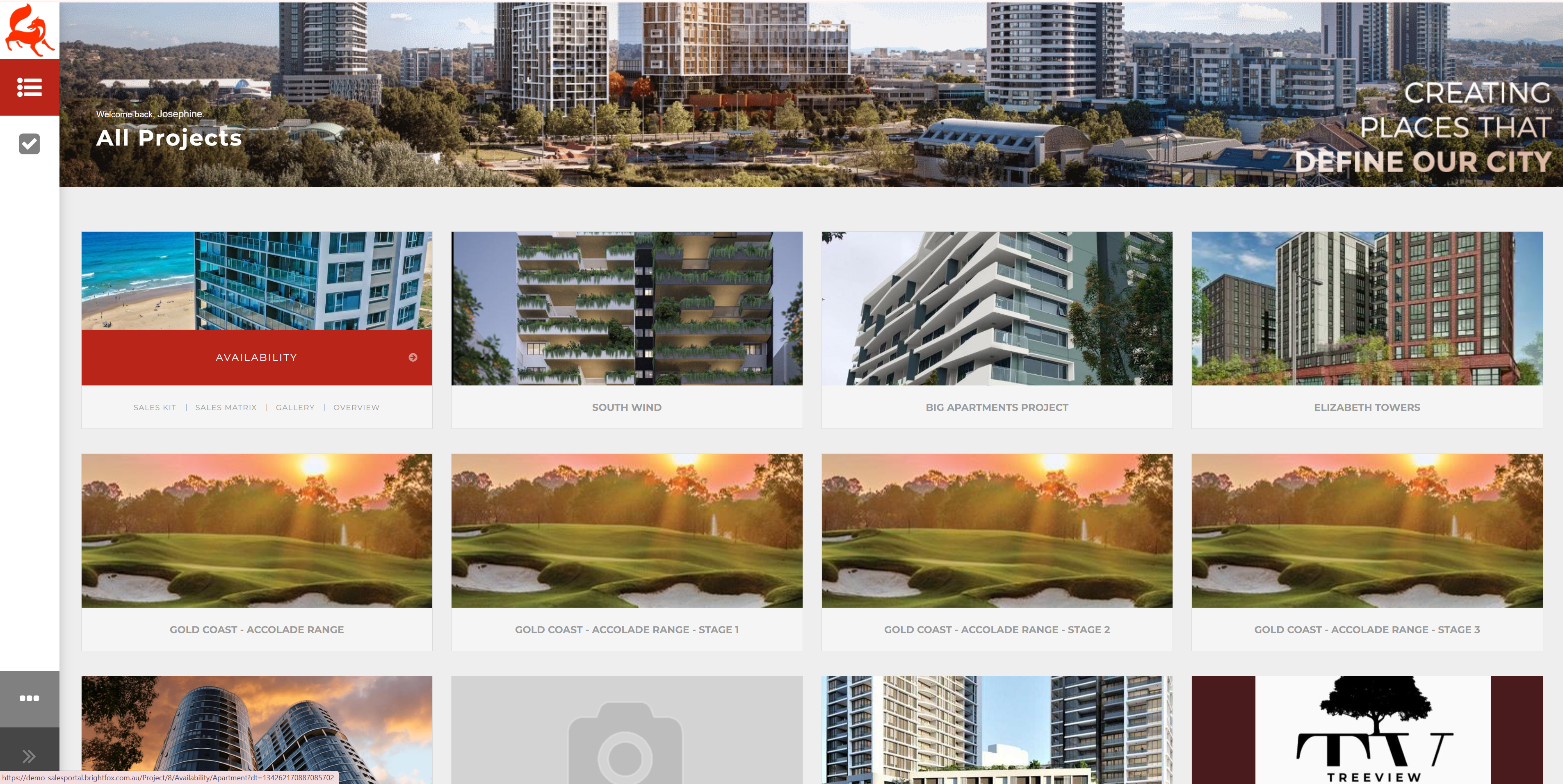 Brightfox Sales Portal — All Projects view
